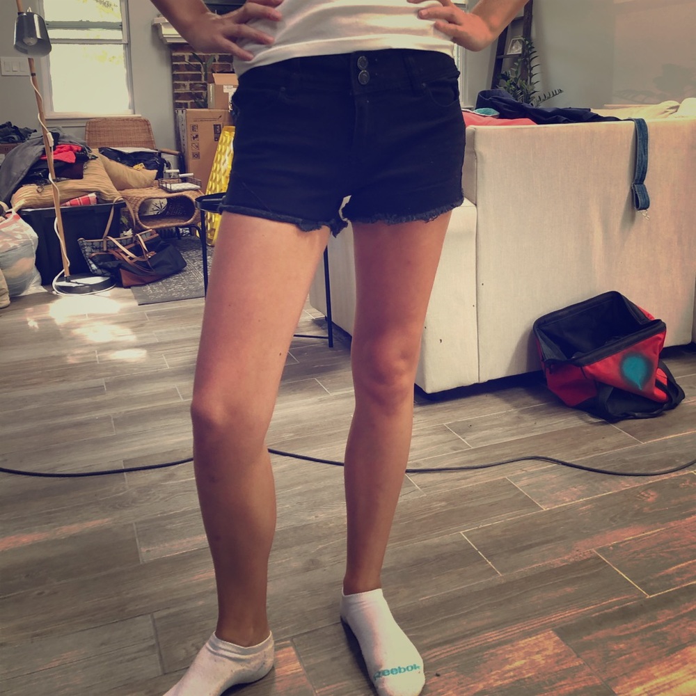 Black Raw Hem Shorts